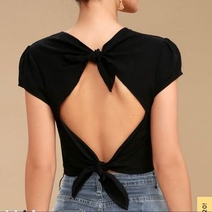 Isobel Black Tie-Back Crop Top